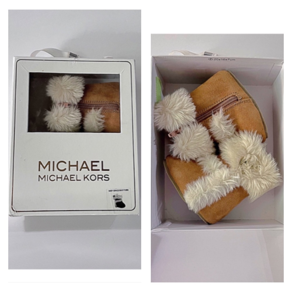 IOB Michael Kors Camel Baby Grace Fur2 Boots / Bootie, Size 1